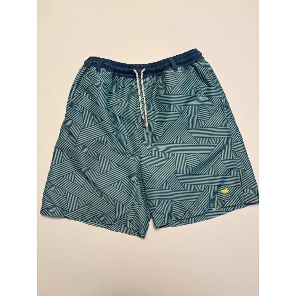 Southern Marsh Swim Trunks Youth Large Teal Geometric Pattern Shorts
